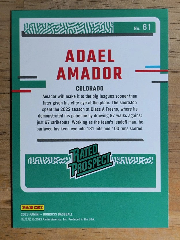 2023 Donruss Holo Purple #61 Adael Amador