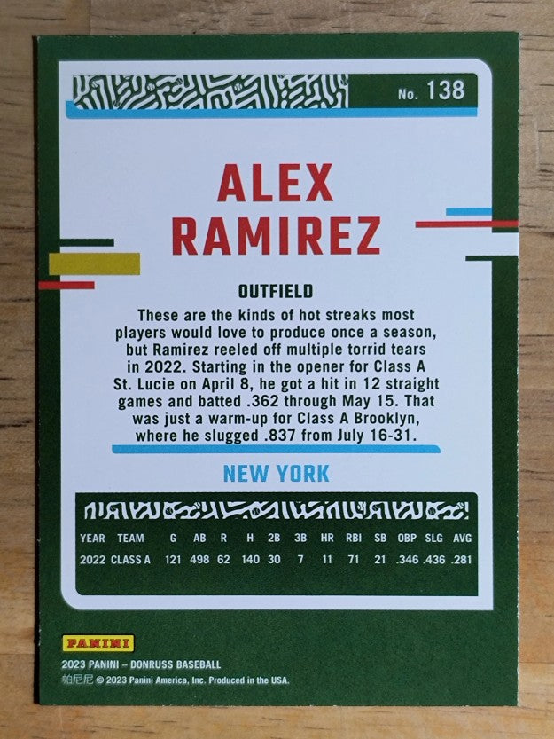 2023 Donruss #138 Alex Ramirez