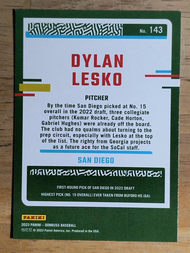 2023 Donruss #143 Dylan Lesko