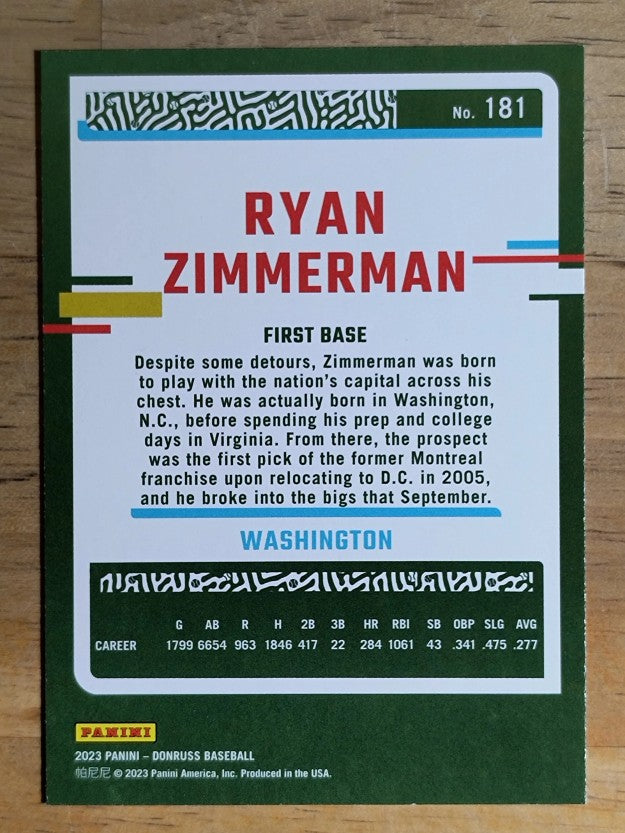 2023 Donruss #181 Ryan Zimmerman