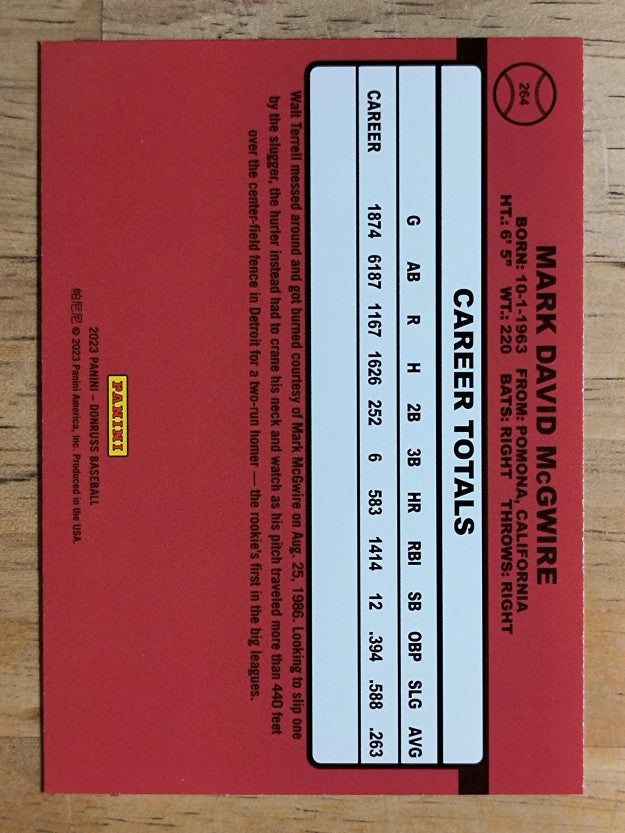 2023 Donruss #264 Mark McGwire RETRO