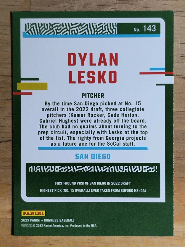 2023 Donruss #143 Dylan Lesko