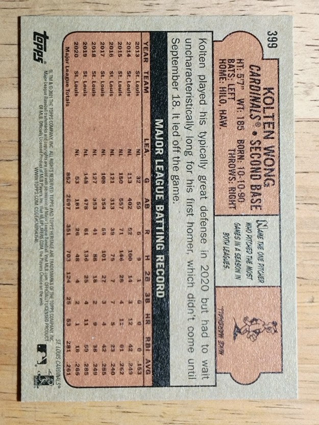 2021 Topps Heritage #399 Kolten Wong