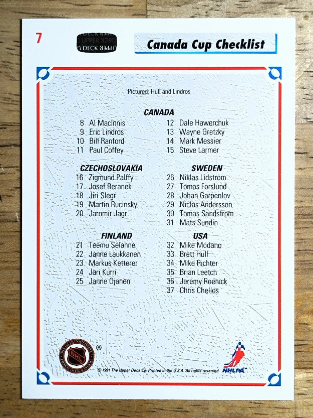 1991-92 Upper Deck #7 Canada Cup Checklist/Eric Lindros/Brett Hull
