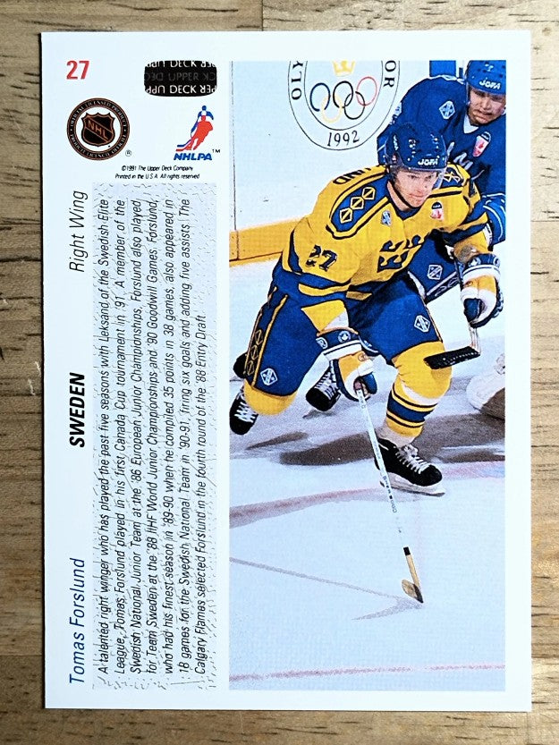 1991-92 Upper Deck #27 Tomas Forslund CC RC