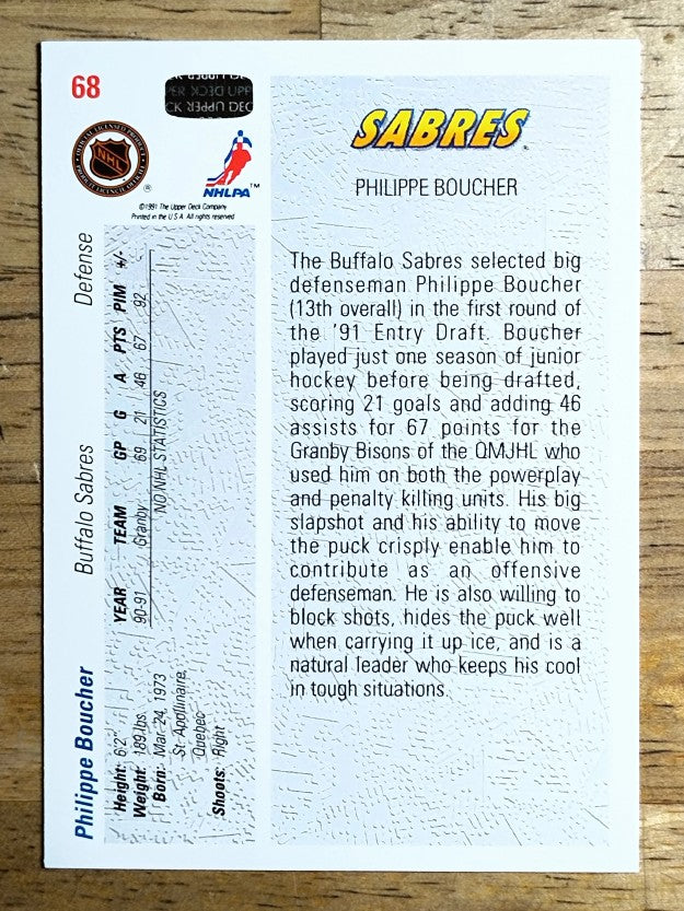 1991-92 Upper Deck #68 Philippe Boucher RC