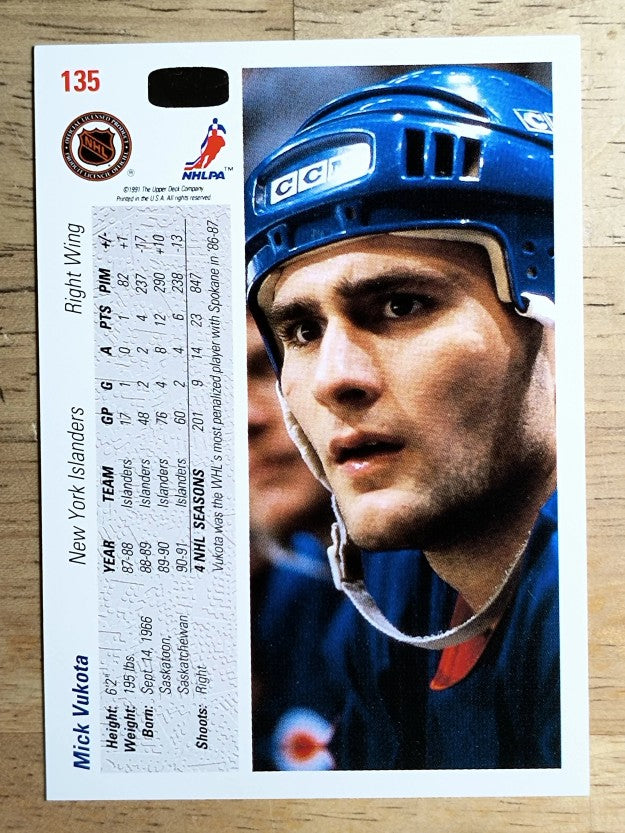 1991-92 Upper Deck #135 Mick Vukota
