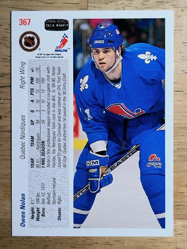 1991-92 Upper Deck #367 Owen Nolan