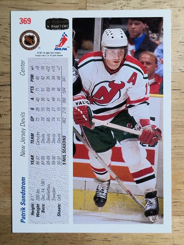 1991-92 Upper Deck #369 Patrik Sundstrom