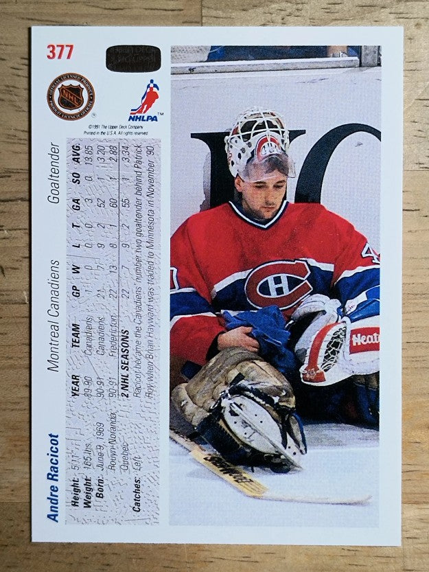 1991-92 Upper Deck #377 Andre Racicot RC