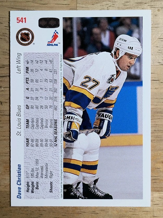 1991-92 Upper Deck #541 Dave Christian