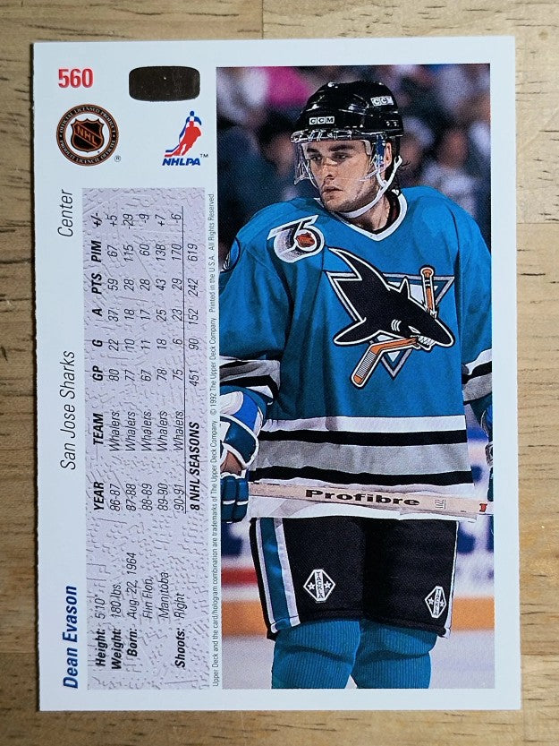 1991-92 Upper Deck #560 Dean Evason