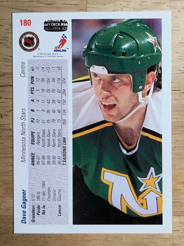 1991-92 Upper Deck French #180 Dave Gagner