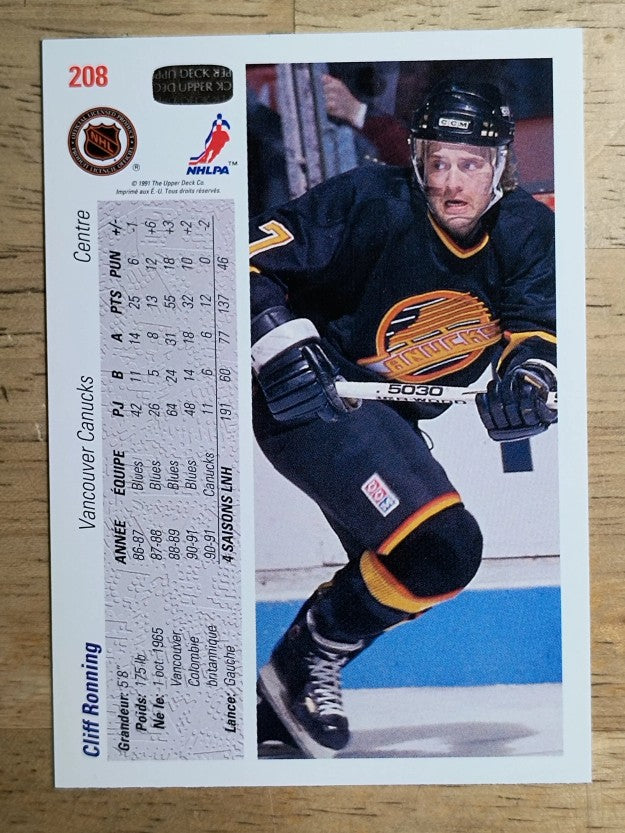 1991-92 Upper Deck French #208 Cliff Ronning