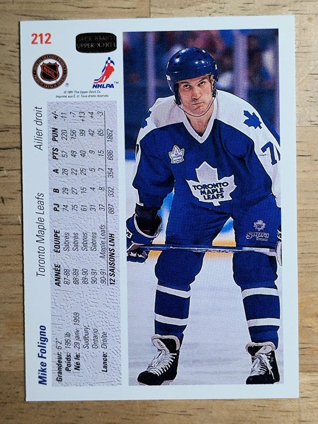 1991-92 Upper Deck French #212 Mike Foligno