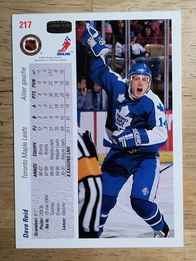 1991-92 Upper Deck French #217 David Reid