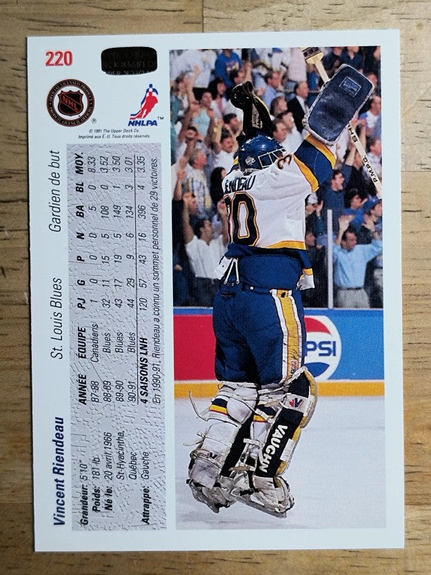1991-92 Upper Deck French #220 Vincent Riendeau