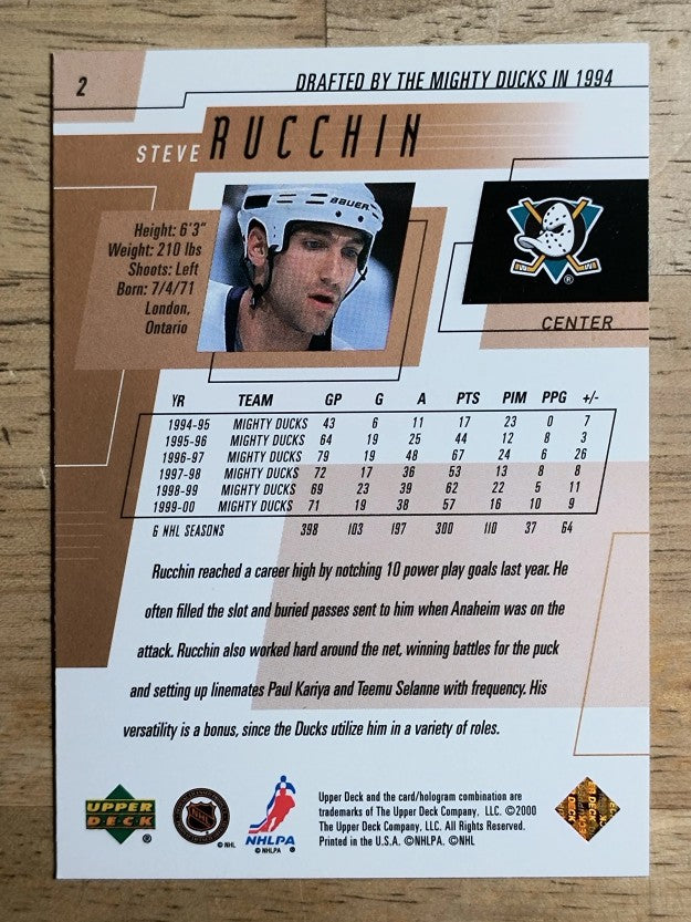 2000-01 Upper Deck #2 Steve Rucchin
