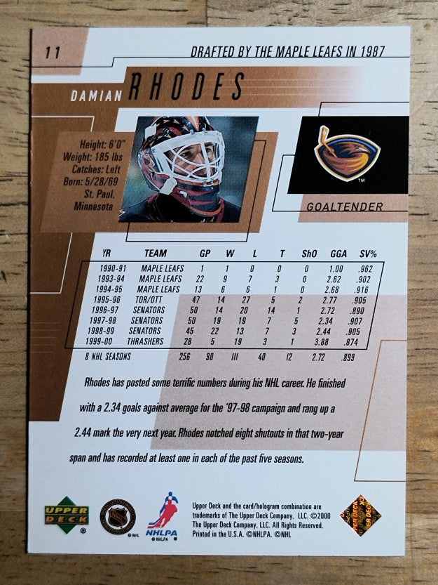 2000-01 Upper Deck #11 Damian Rhodes