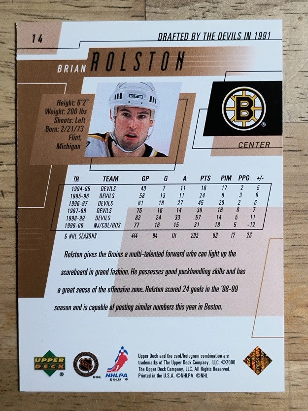 2000-01 Upper Deck #14 Brian Rolston