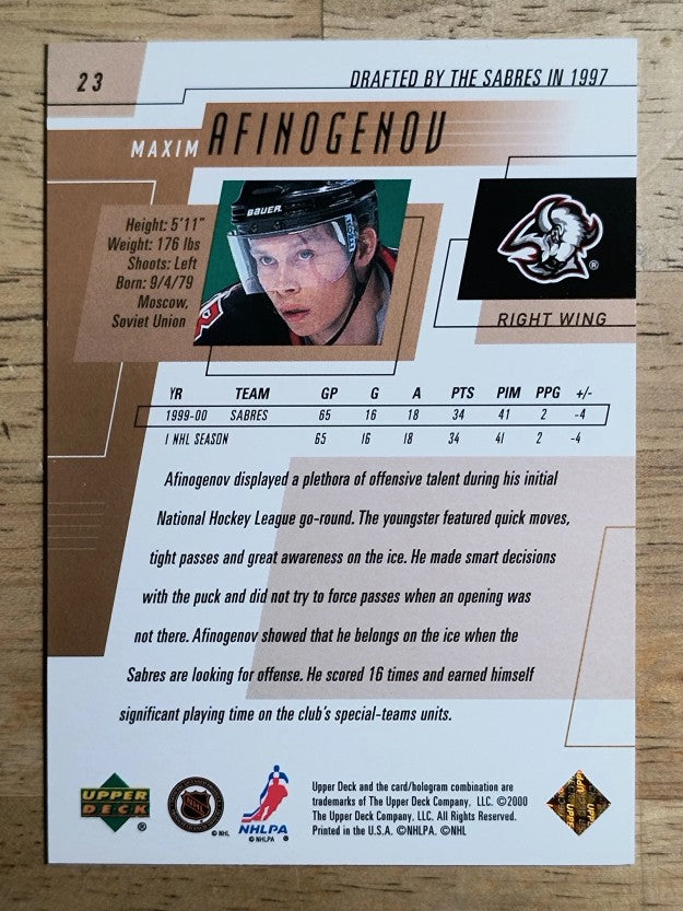 2000-01 Upper Deck #23 Maxim Afinogenov