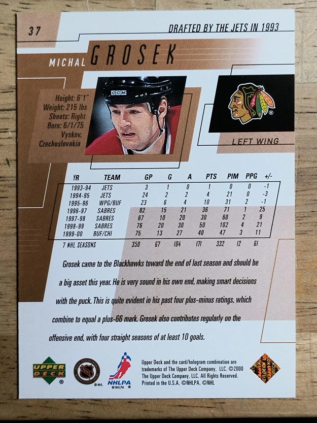 2000-01 Upper Deck #37 Michal Grosek