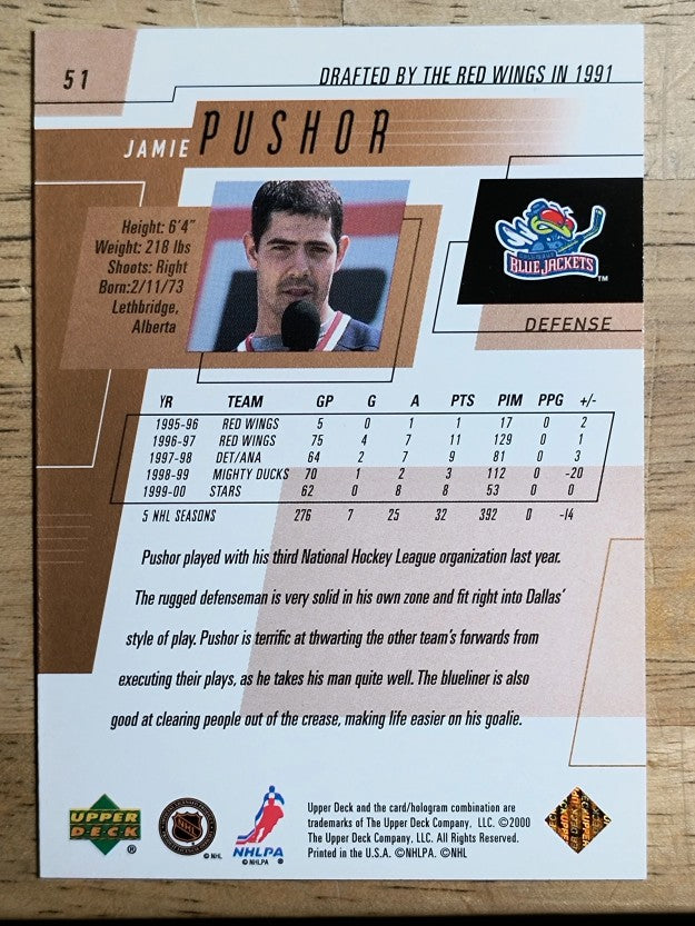 2000-01 Upper Deck #51 Jamie Pushor