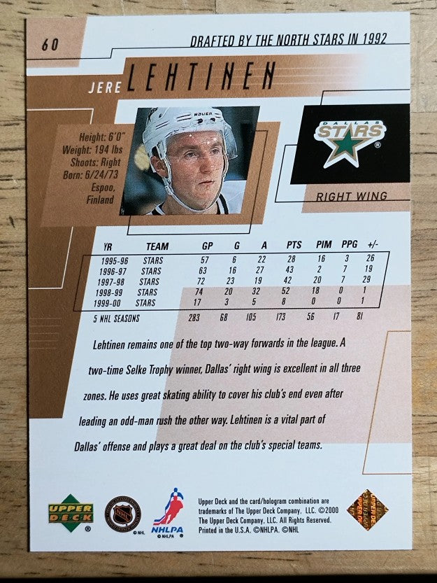 2000-01 Upper Deck #60 Jere Lehtinen