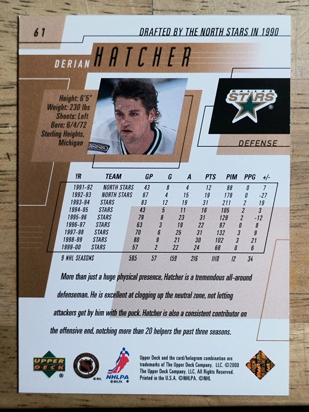 2000-01 Upper Deck #61 Derian Hatcher