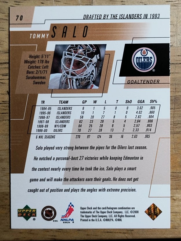 2000-01 Upper Deck #70 Tommy Salo