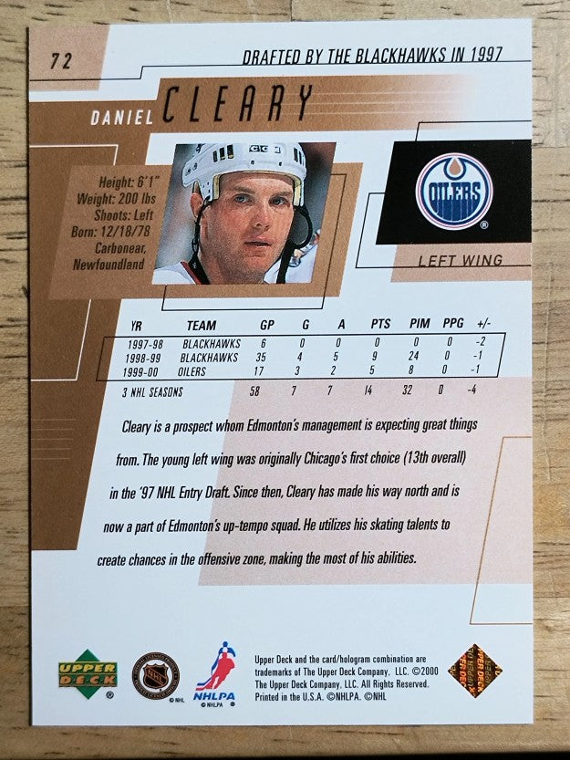2000-01 Upper Deck #72 Daniel Cleary