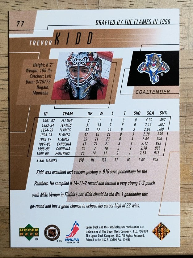 2000-01 Upper Deck #77 Trevor Kidd