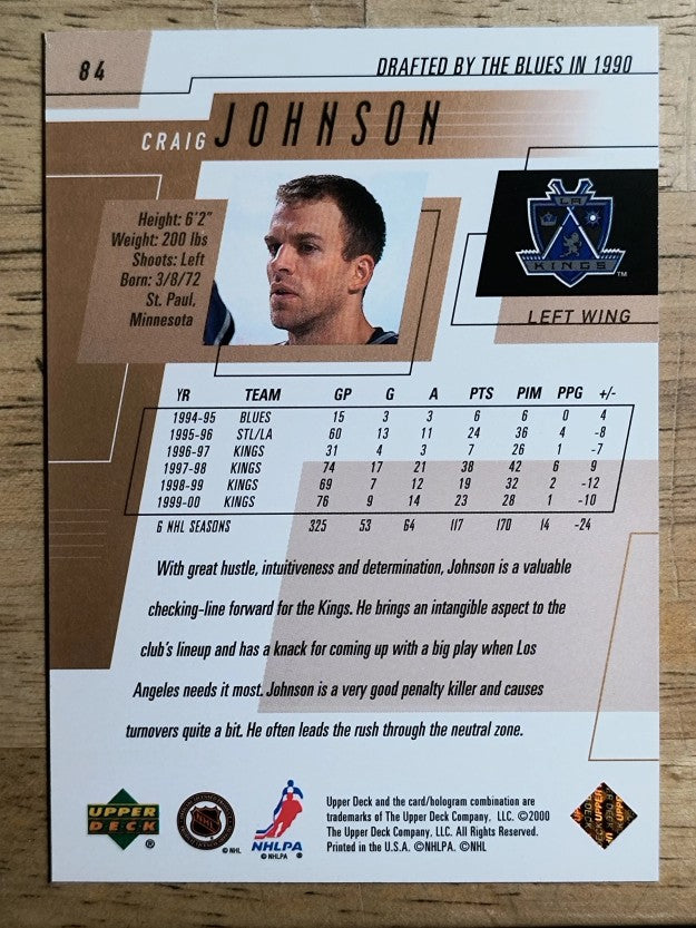 2000-01 Upper Deck #84 Craig Johnson