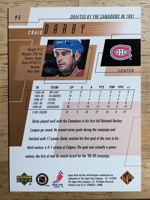 2000-01 Upper Deck #95 Craig Darby