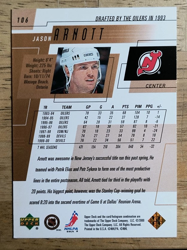 2000-01 Upper Deck #106 Jason Arnott