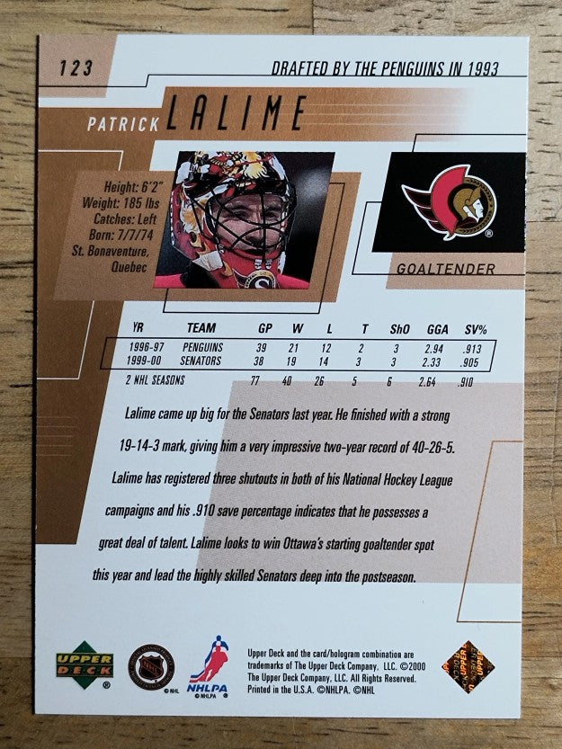 2000-01 Upper Deck #123 Patrick Lalime