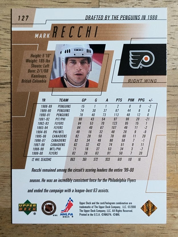 2000-01 Upper Deck #127 Mark Recchi