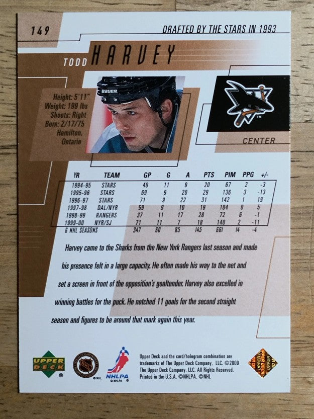 2000-01 Upper Deck #149 Todd Harvey
