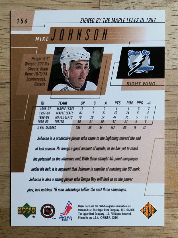 2000-01 Upper Deck #156 Mike Johnson