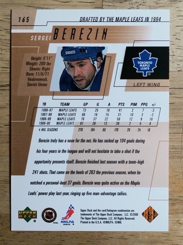 2000-01 Upper Deck #165 Sergei Berezin