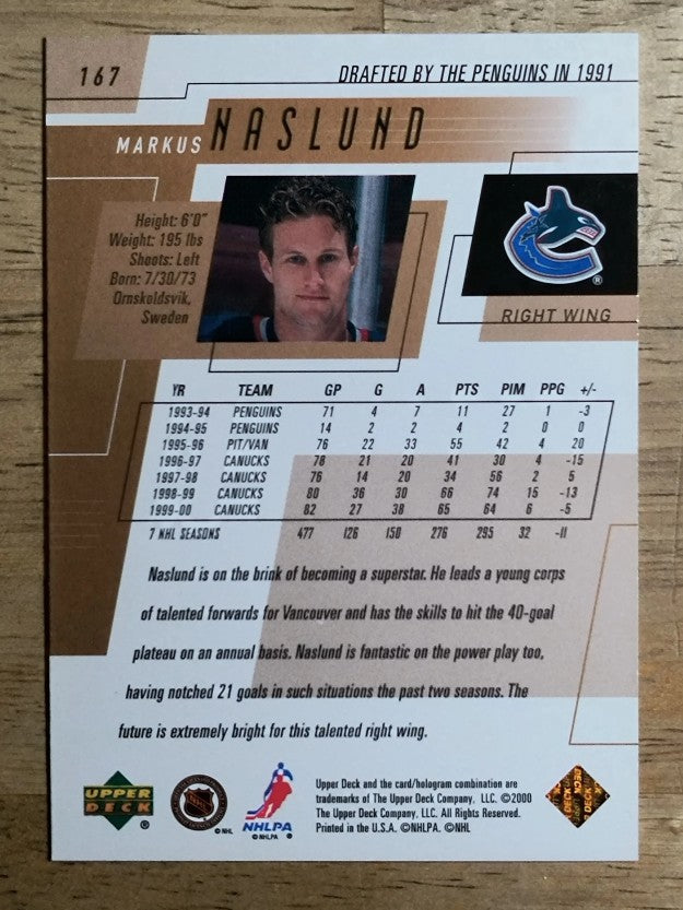 2000-01 Upper Deck #167 Markus Naslund
