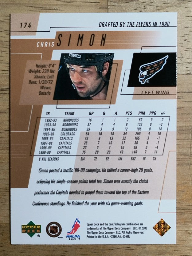 2000-01 Upper Deck #174 Chris Simon