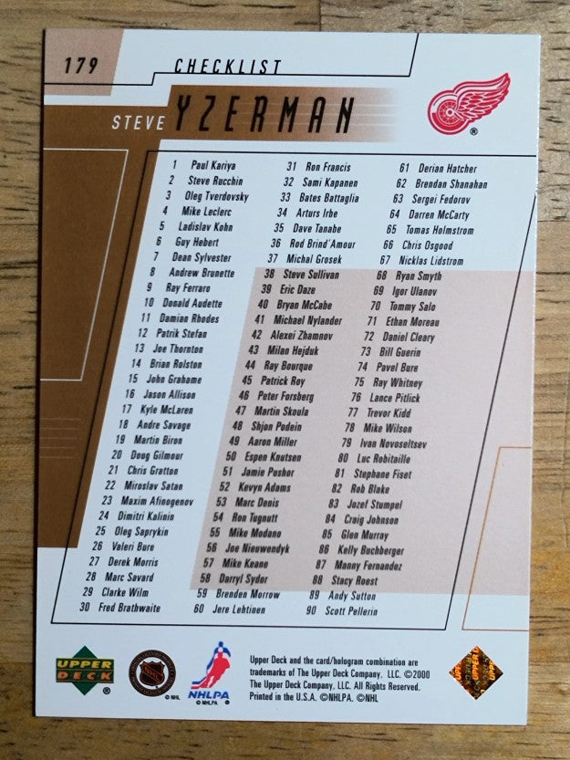 2000-01 Upper Deck #179 Steve Yzerman CL