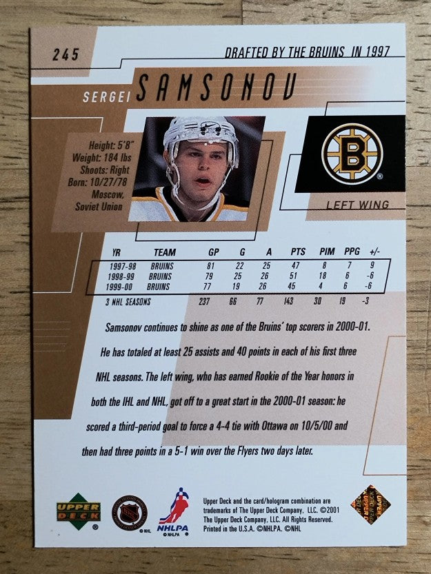 2000-01 Upper Deck #245 Sergei Samsonov