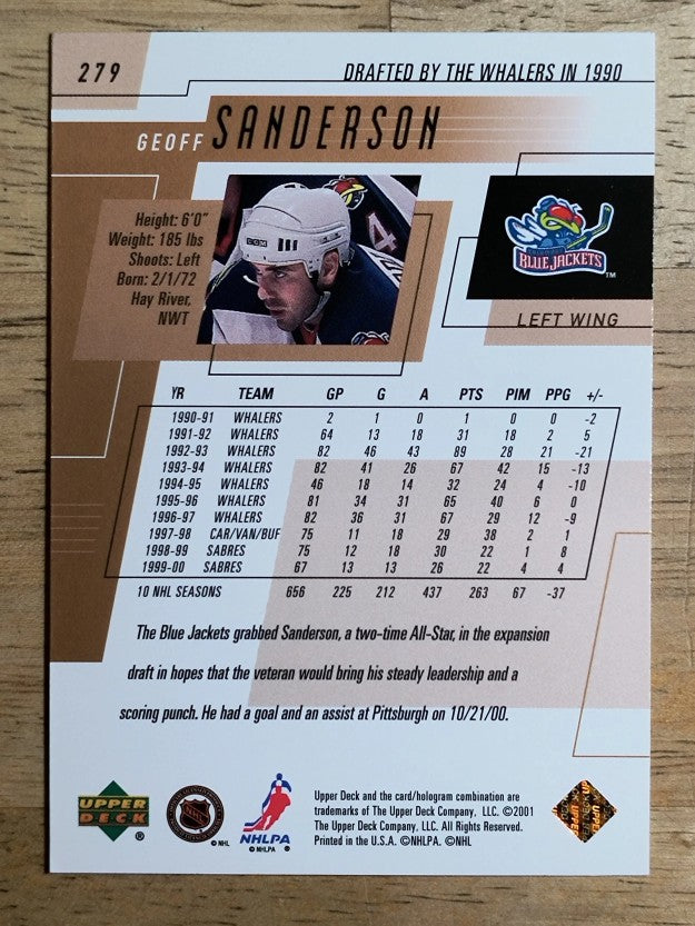 2000-01 Upper Deck #279 Geoff Sanderson