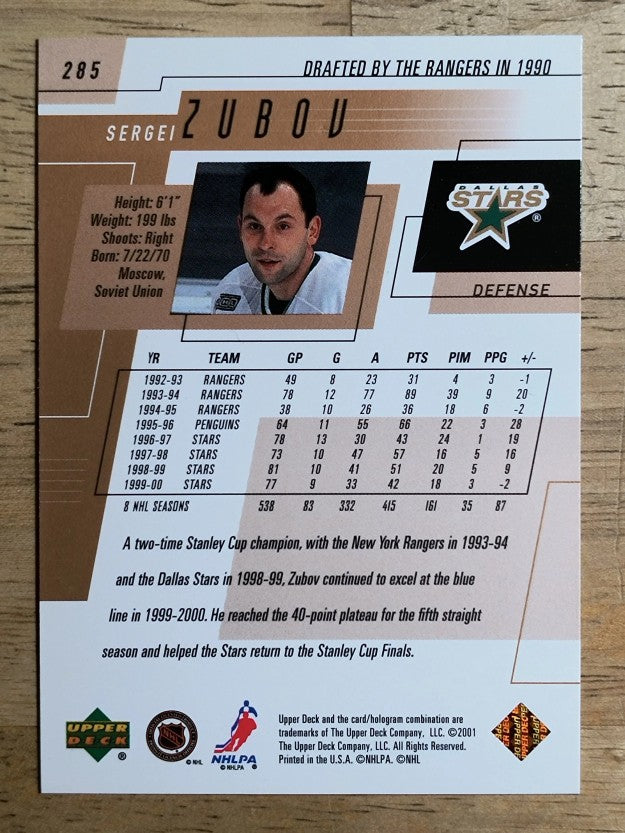 2000-01 Upper Deck #285 Sergei Zubov