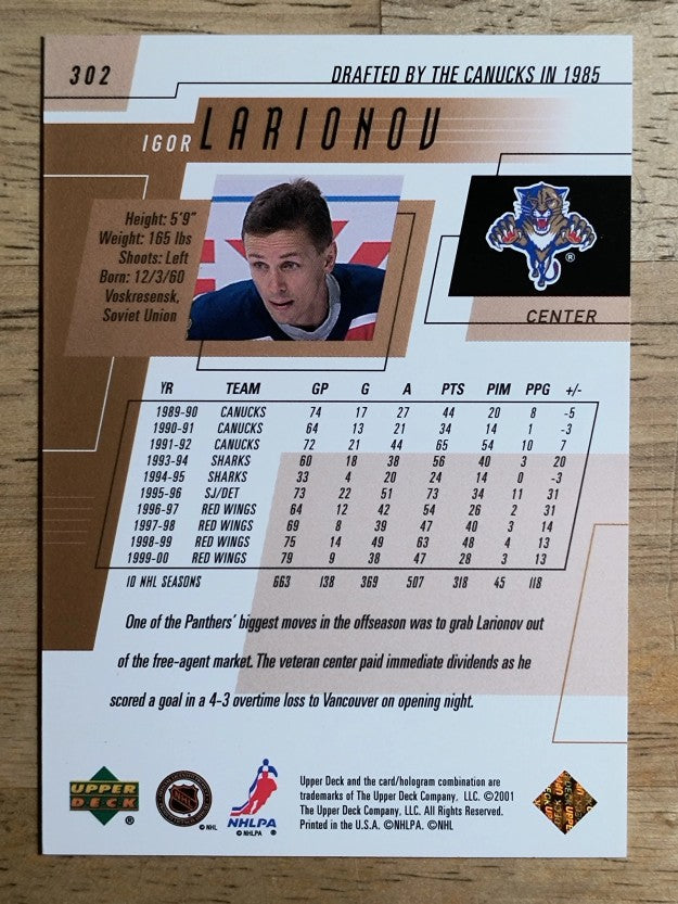 2000-01 Upper Deck #302 Igor Larionov