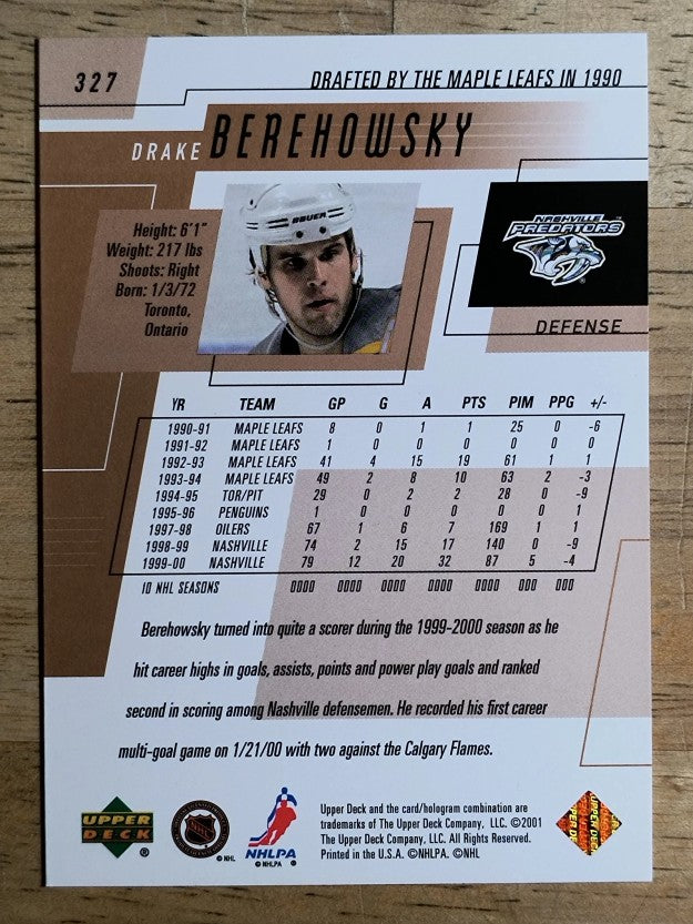 2000-01 Upper Deck #327 Drake Berehowsky