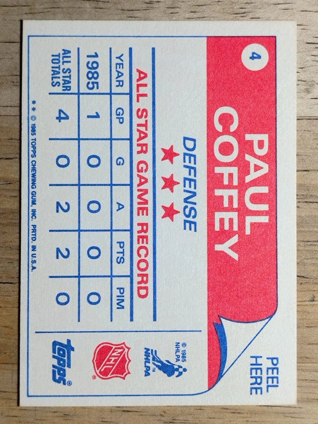 1985-86 Topps Sticker Inserts #4 Paul Coffey