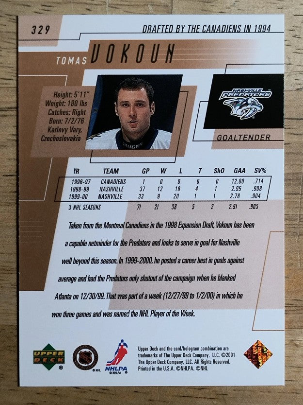 2000-01 Upper Deck #329 Tomas Vokoun